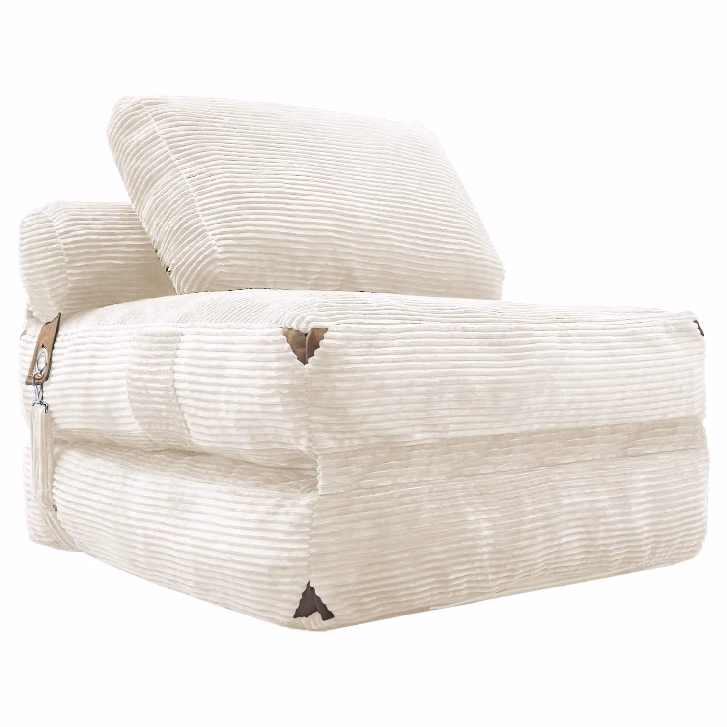 Aosom UK 3-in-1 Convertible Corduroy Floor Sofa Bed with Side Pockets, White, W/D/H: 86 x 87 x 40 cm – 2