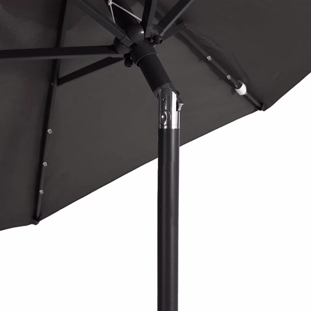Berkfield Home Garden Parasol with LEDs and Steel Pole, Anthracite Grey, W/D/H: 225 x 225 x 212 cm – 4