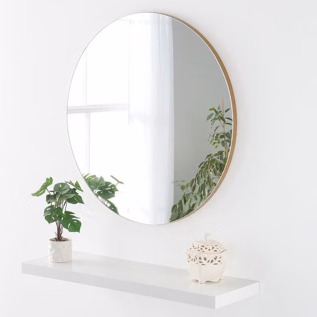 Yearn Minimalist Round Gold Wall Mirror, Diameter: 50 cm
