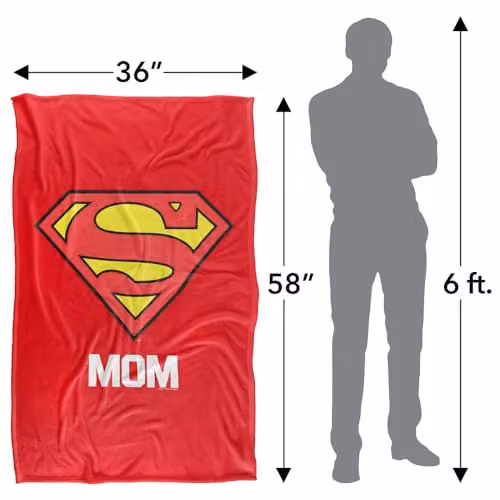 Warner Bros. Superman Super Mom Mother's Day Silky Touch Super Soft Fleece Throw Blanket, Multicolour, W: 91.44 cm, D: 147 cm – 4