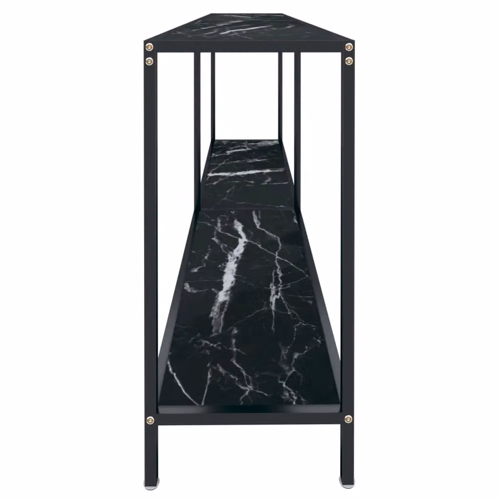 Berkfield Home Modern Black Tempered Glass Console Table W/D/H: 180 x 35 x 75.5 cm – 3