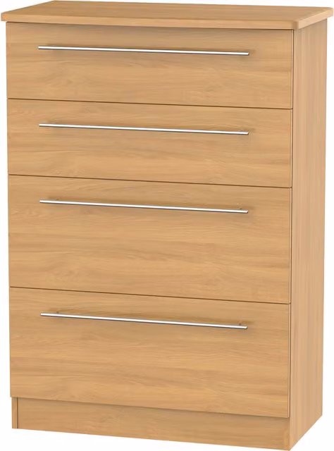 Ready Assembled 2 U Carlton 4 Drawer Deep Chest in Natural Brown