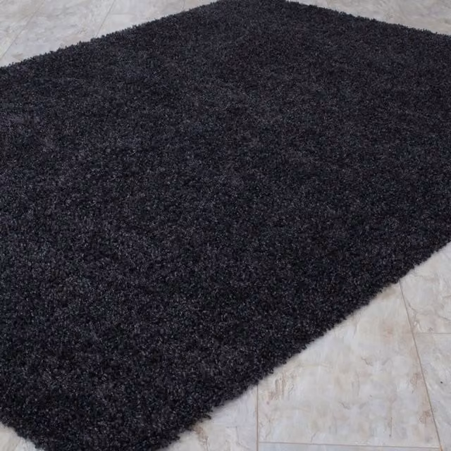 Smart Living Modern Shaggy Rug, Black, W: 60 cm, D: 220 cm