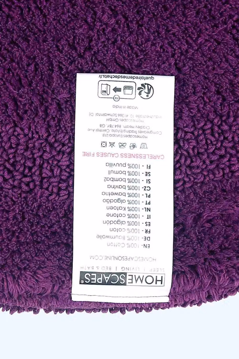 Homescapes Luxury Semi Circle Cotton Bath Mat, Purple, W: 80 cm, D: 50 cm – 3