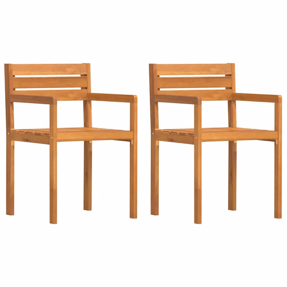 Berkfield Home Beautiful Garden Chairs, Set of 2, Brown Oiled Acacia Wood, W/D/H: 50 x 53 x 80 cm – 2