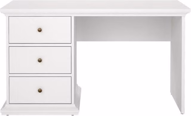 CALICOSY Sofia White Writing Desk with 3-Drawer Unit, W: 130 cm