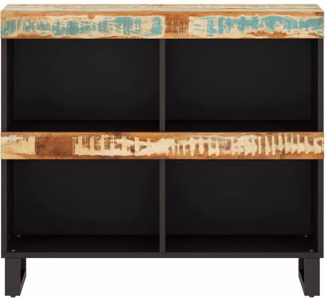 Berkfield Home Industrial Side Cabinet in Multicolour Solid Reclaimed Wood and Metal, W/D/H: 85 x 33 x 75 cm