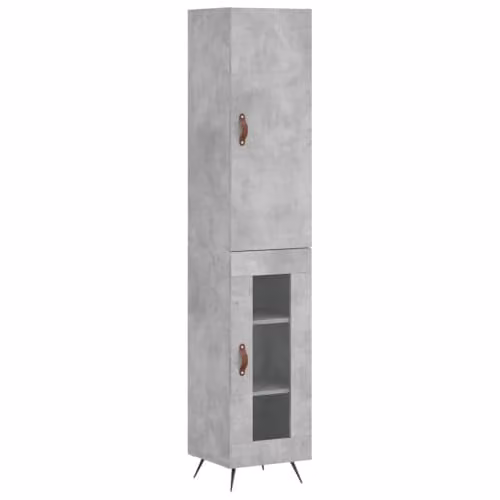 vidaXL Modern Highboard in Concrete Grey, W/D/H: 34.5 x 34 x 180 cm