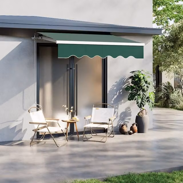 Breeins Green Polyester Outdoor Retractable Awning for Window and Door, Width: 200 cm