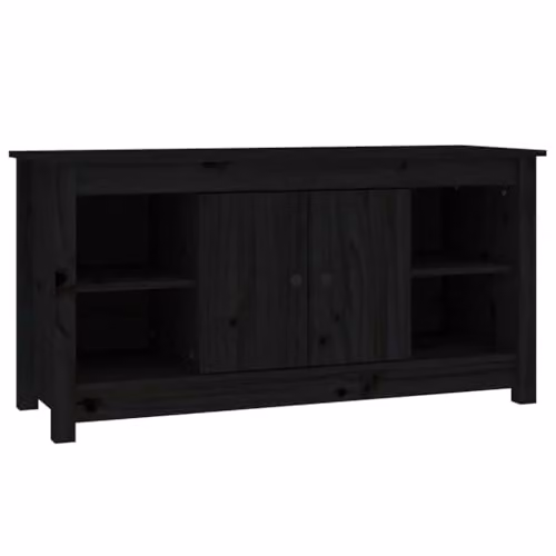 vidaXL Modern Black Solid Wood Pine TV Cabinet W/D/H: 103 x 36.5 x 52 cm
