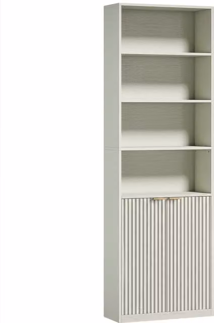 HOMCOM 6-Tier Adjustable Bookshelf in Light Green with Gold Accents – 1