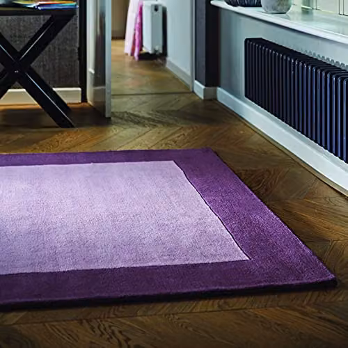 e-Rugs Contemporary Borders Hand Loom Woven Wool Rug in Pink and Purple, W: 200 cm, D: 290 cm – 5
