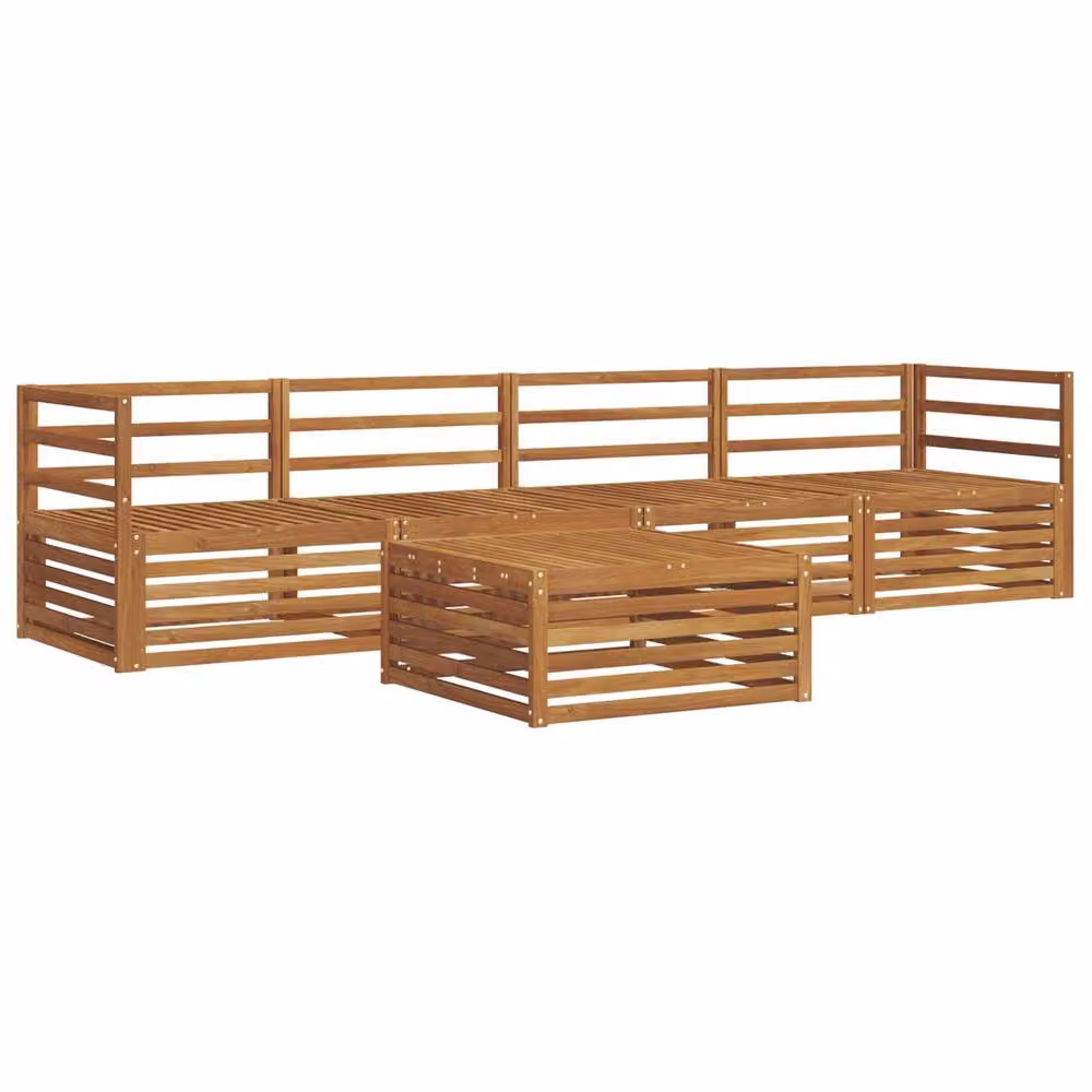 Berkfield Home 5-Piece Outdoor Sofa Set in Brown Solid Acacia Wood – 2