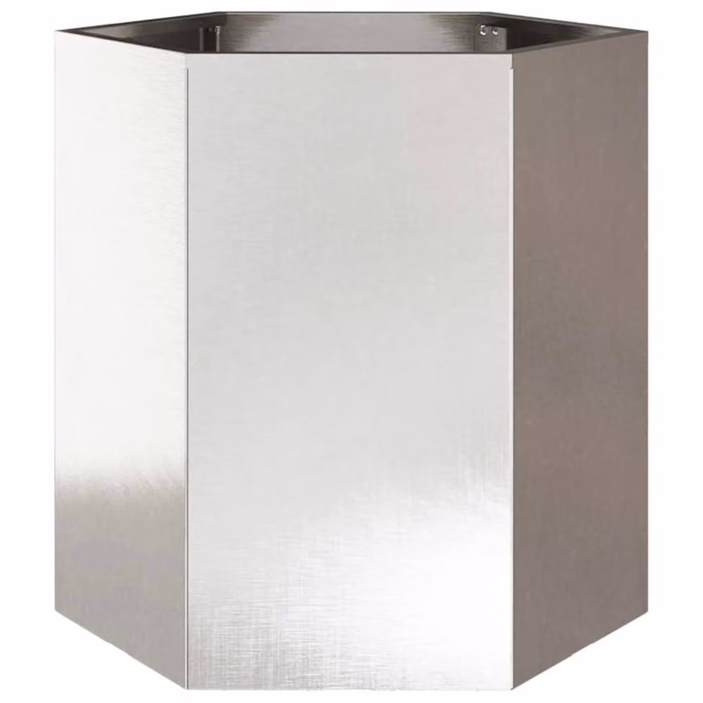 Berkfield Home Durable Hexagon Garden Planter Tub in Silver Stainless Steel, W/D/H: 46 x 40 x 45 cm – 3