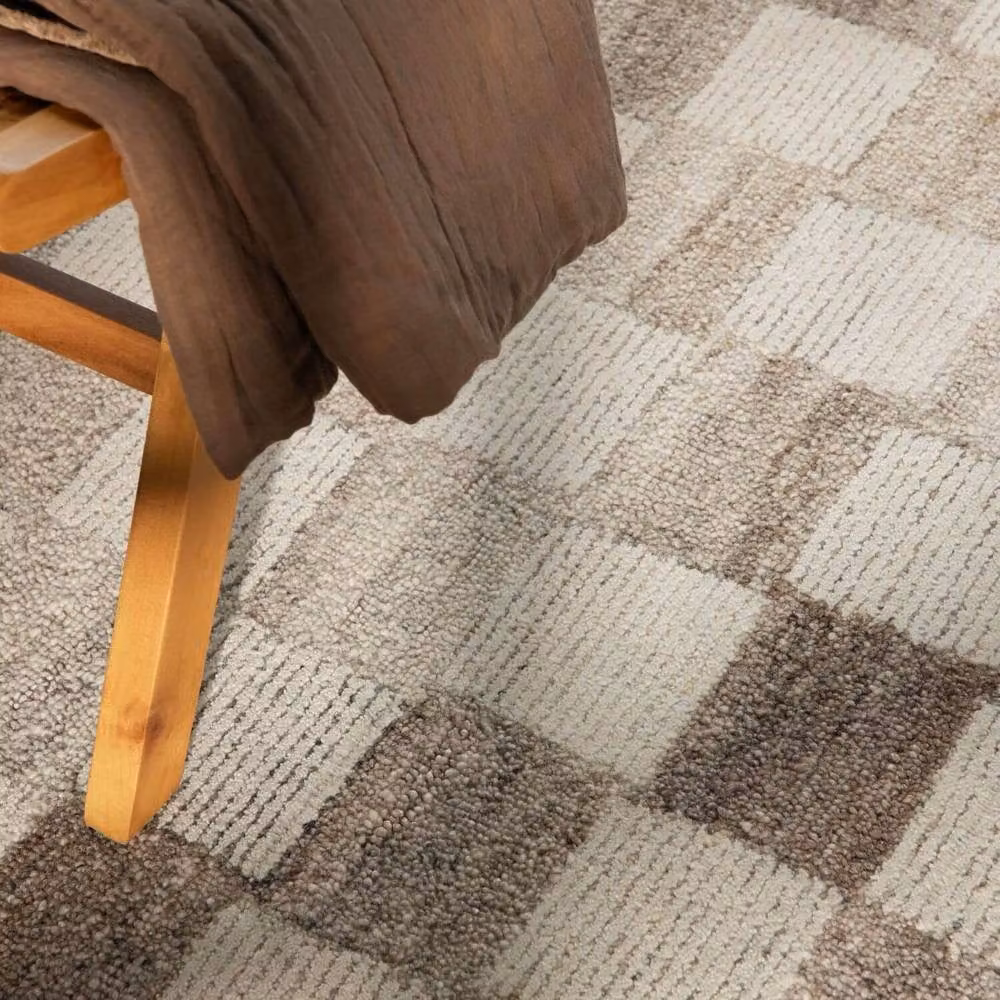 Vikosa Quadra Boho Handcrafted Wool Rug in Cream, Brown and Beige, W: 200 cm, D: 300 cm – 2