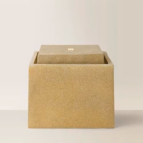 ValueLights Solar Powered Square Sand Stone Tabletop Garden Water Fountain – 1