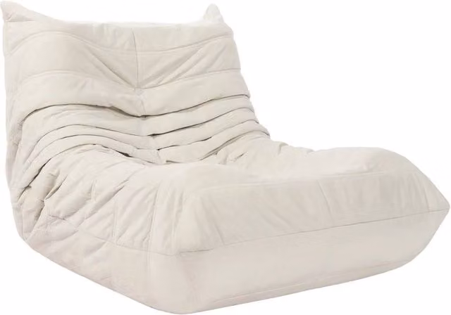 KORVIXA White Velvet Boneless Floor Sofa and Fireside Chair, W/D/H: 100 x 100 x 70 cm