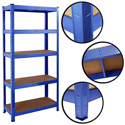 Direct Online Houseware House of Home 5 Tier Heavy Duty Metal Storage Racking, Blue, W/D/H: 70 x 30 x 150 cm – 6