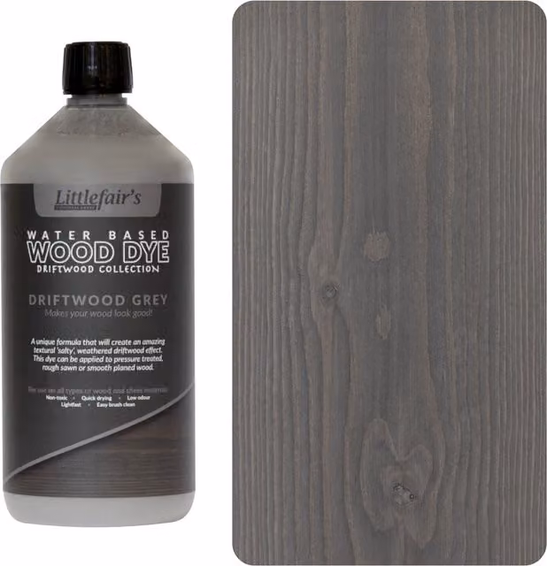Littlefair's Indoor and Outdoor Wood Stain in Driftwood Grey, 1 l