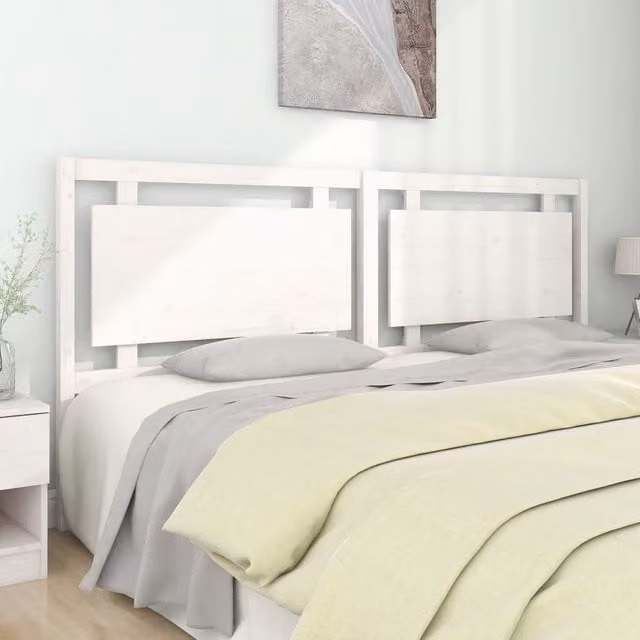 Berkfield Home White Solid Pine Wood Bed Headboard W: 205.5 cm, D: 4 cm, H: 100 cm