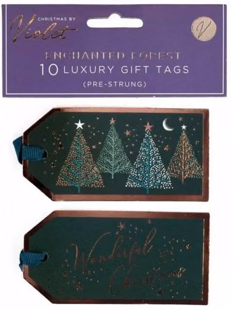 KDMD Enchanted Forest Green Foil Paper Gift Tags, 12 Pack – 1