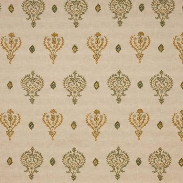 iLiv Saffra Digitally Printed BCI Fabric in Cedar Floral Design with Yellow and Beige Tones