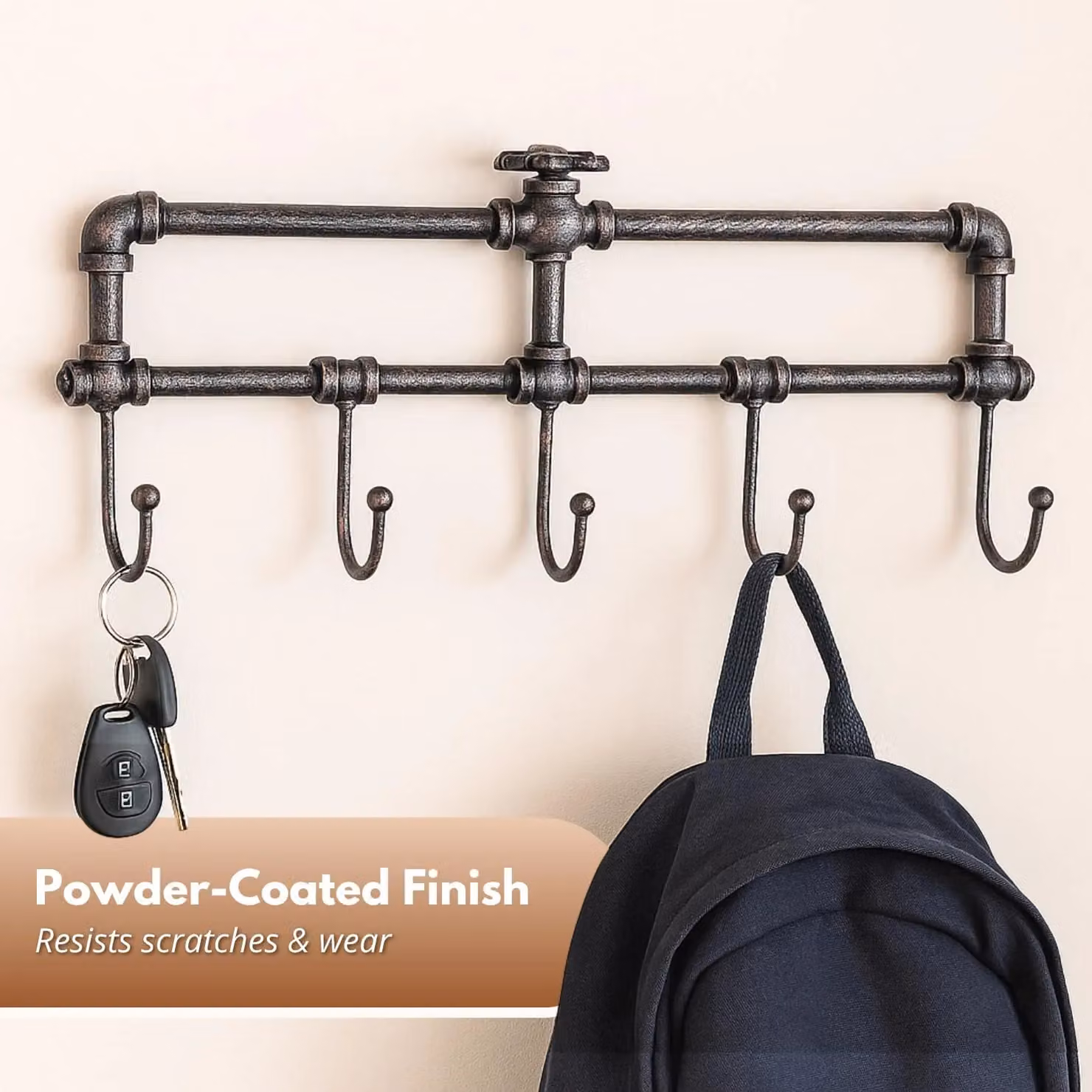 Marco Paul Silver Metal Wall Mounted Coat Rack and Dual Hook Rail for Hallway or Bathroom – 3