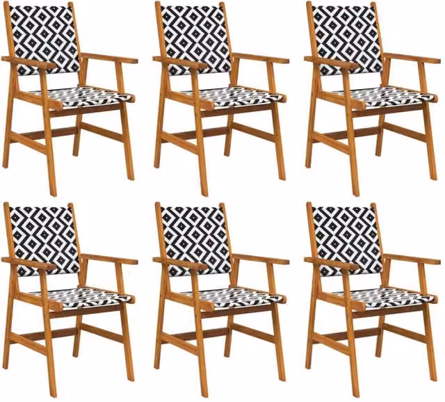 Berkfield Home Set of 6 Brown Acacia Wood Garden Chairs