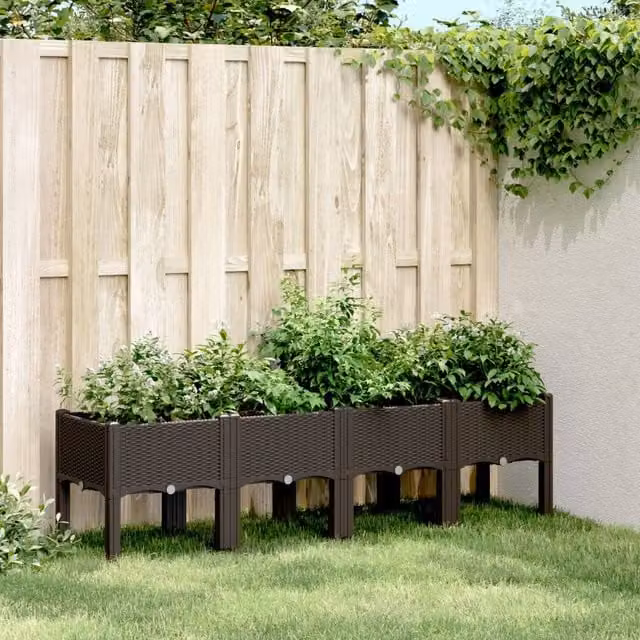 Berkfield Home Garden Planter with Legs, Brown, W: 160 cm, D: 40 cm, H: 42 cm