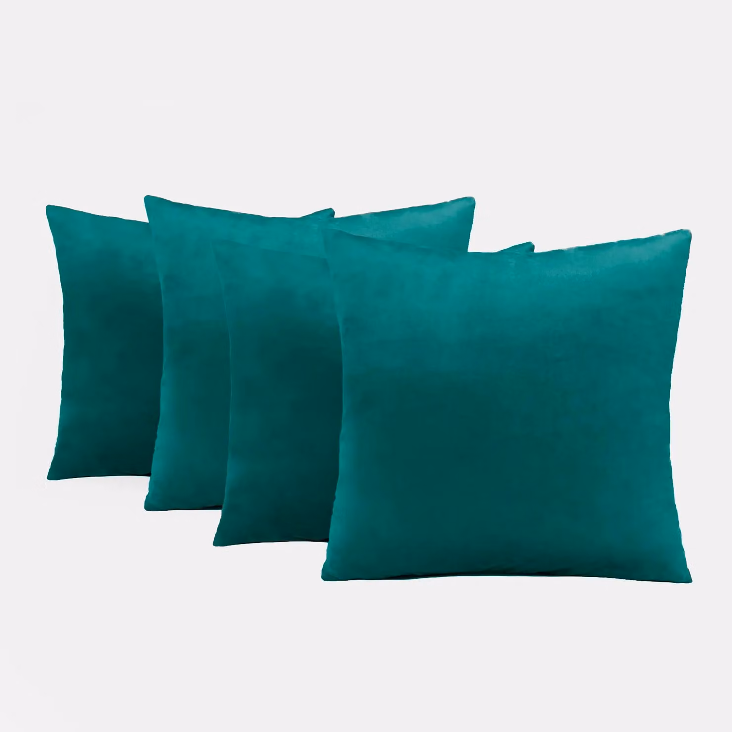 OHS Set of 4 Matte Velvet Cushion Covers in Petrol Blue, W/D/H: 45 x 45 x 45 cm – 4