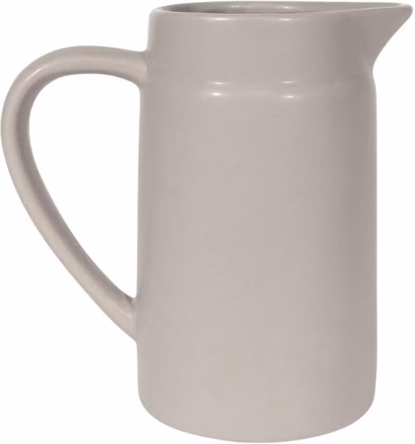 Kingsbury Gifts Minimalist Ceramic Decorative Flower Jug Vase, Grey, Height: 19.4 cm