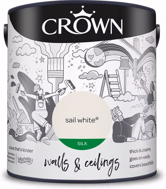 Crown Walls and Ceilings Silk Emulsion White 2.5l
