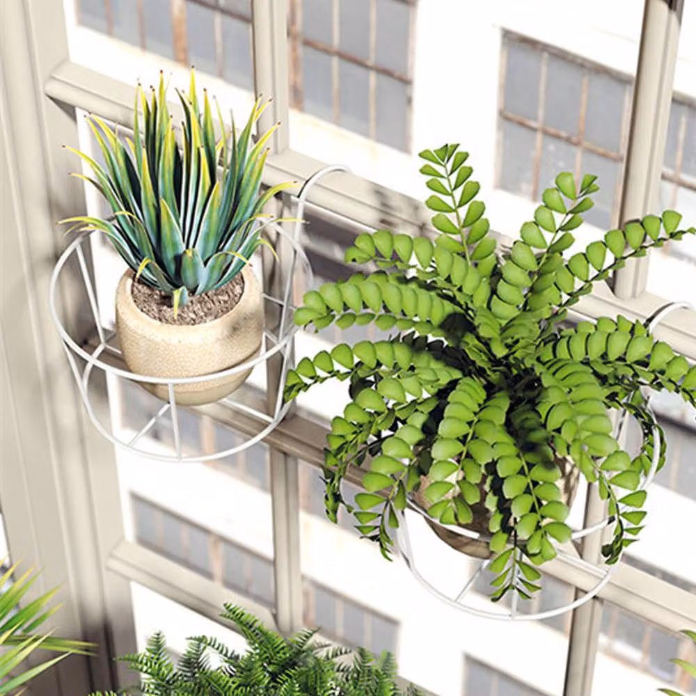 Living and Home White Metal Hanging Plant Pot Stand Holder, Depth: 22 cm – 3