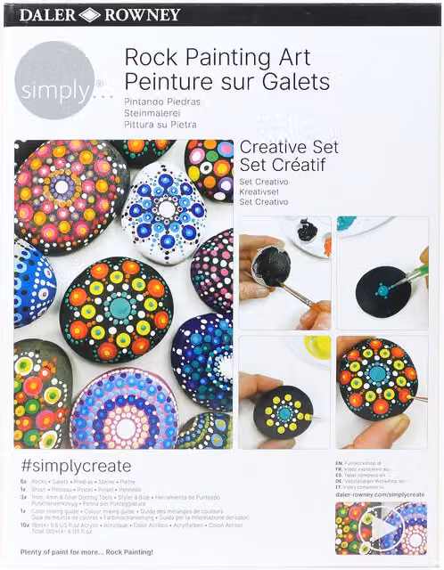 Daler-Rowney Simply Rock Painting Creative Set in Red and Multicolour for Adults
