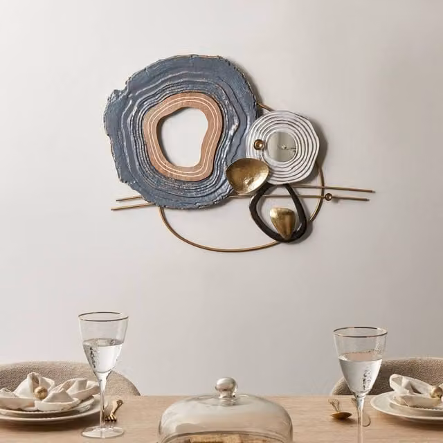 Wyld and Coco Abstract Modern Metal Wall Sculpture, Multicolour - W89 x D5 x H62 cm