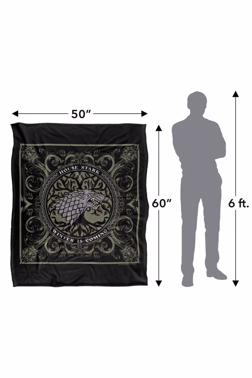 Warner Bros. Game of Thrones House Stark Super Soft Fleece Throw Blanket, Multicolour, W: 127 cm x D: 152.4 cm – 8