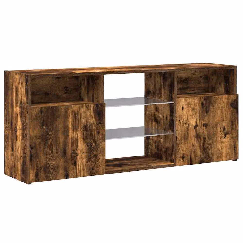 Berkfield Home TV Cabinet with LED Lights in Smoked Oak Brown, W/D/H: 120 x 30 x 50 cm – 6