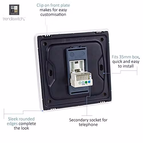 Trendi Switch 1 Gang Cat 3 Telephone Secondary Flush Socket in Copper – 3