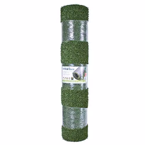 GardenKraft Artificial Grass Roll, 15 mm High-Density Dark Green Two-Tone Pile, UV-Stabilised, W: 1 m, L: 4 m – 9