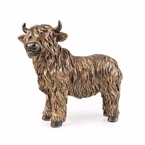 Madison & Mayfair Rustic Highland Cow Tabletop Ornament, Brown