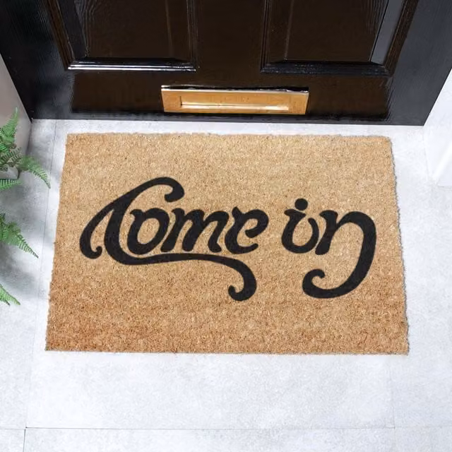 Artsy Mats Come in, Go Away Mirrored Doormat in Black, W/D: 60 x 40 cm