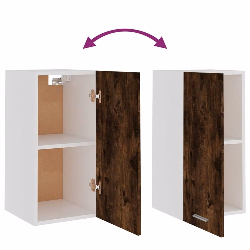 Berkfield Home Smoked Oak Hanging Kitchen Cabinet with Glass Doors, Brown, W/D/H: 29.5 x 31.0 x 60.0 cm – 6