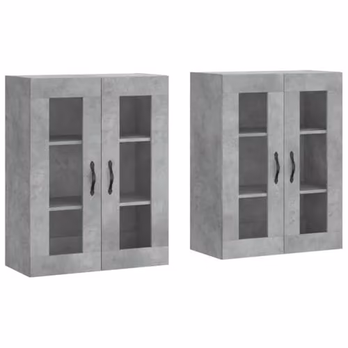 vidaXL Set of 2 Wall Mounted Cabinets with Glass Doors in Concrete Grey