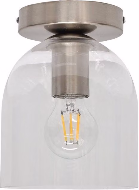 First Choice Lighting Belten Clear Glass Cloche Ceiling Light Fitting in Silver – 1