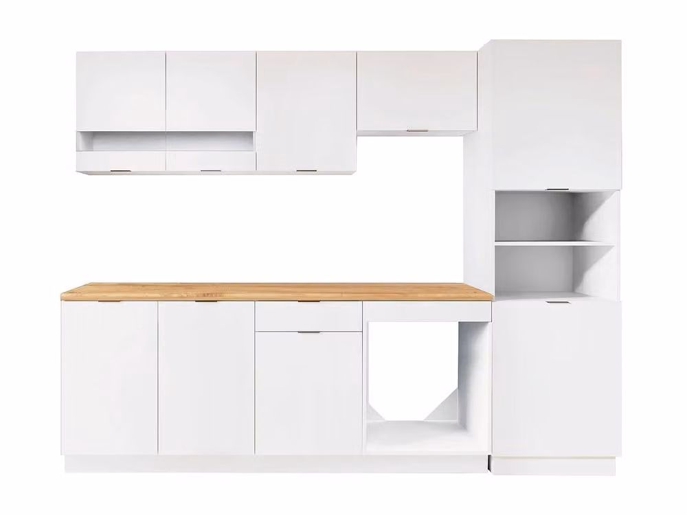 Vente-unique CARMEO Complete Kitchen Set with Tower Unit in White and Light Oak