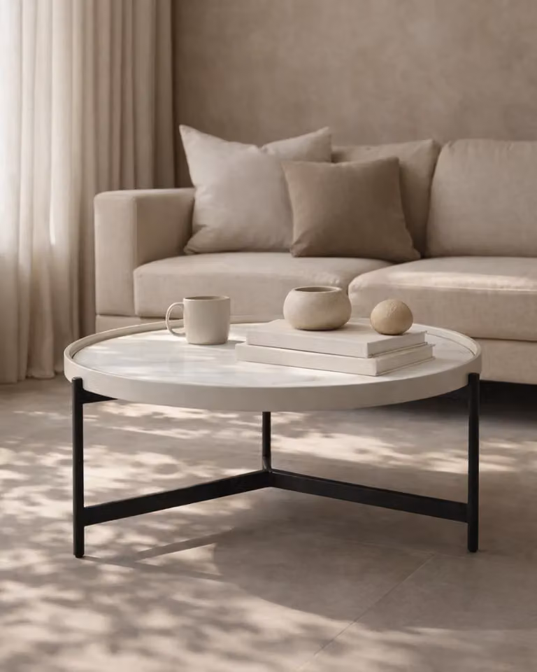 Tommy Franks Ivery Modern Square Marble Coffee Table in Grey and White