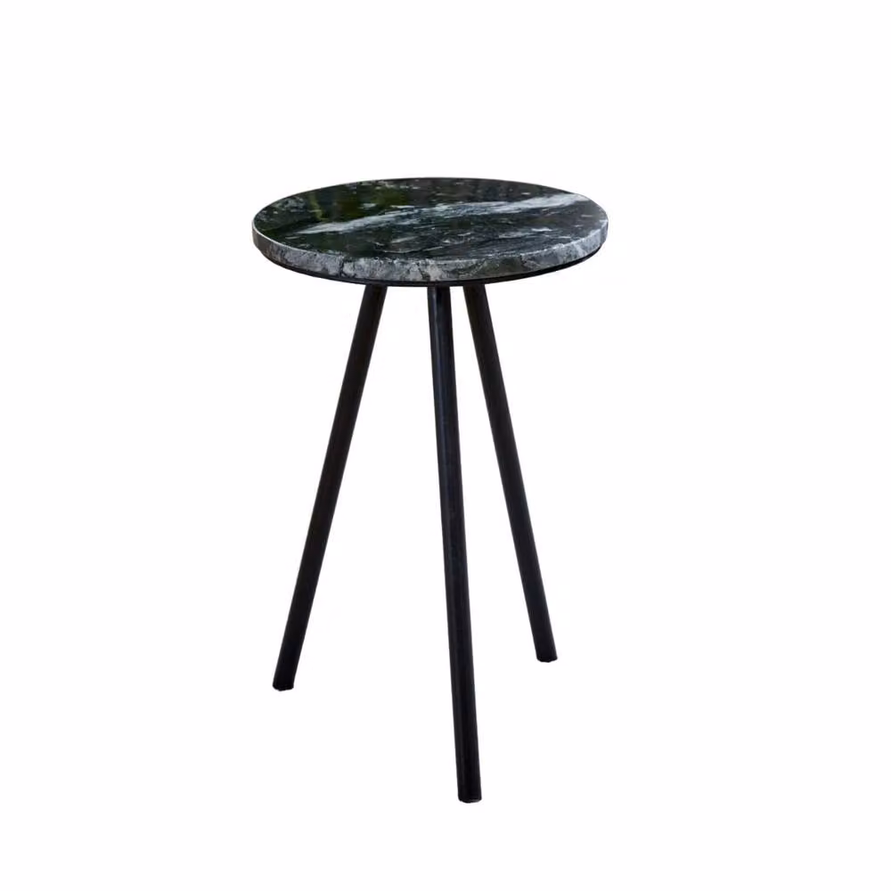 Wyld Haus Alabama Black Marble Side Table with Metal Legs, W/D/H: 30 x 30 x 45 cm – 2