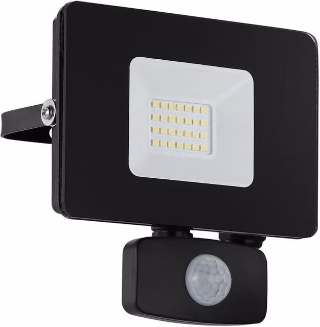 Loops 20W LED Outdoor Floodlight with PIR Motion Sensor, Black Aluminium, IP44 Rated, W/D/H: 14.0 x 14.0 x 1.0 cm – 1
