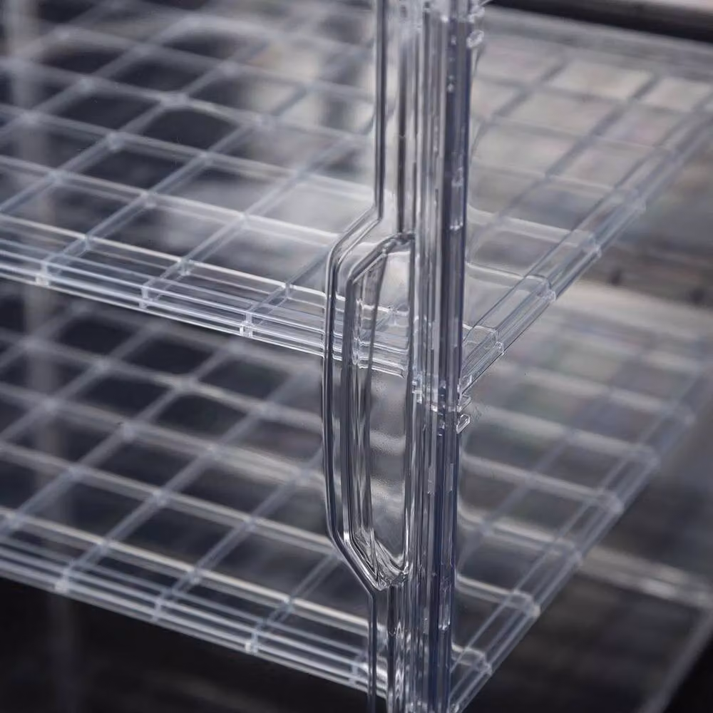FLAVORA HOT 4-Tier Transparent Plastic Dustproof Display Stand with Back Panel, W/D/H: 50 x 40 x 25 cm – 4