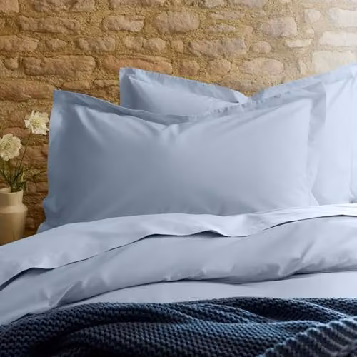 Christy Set of 2 Organic Cotton Percale King Pillowcases in Classic Blue
